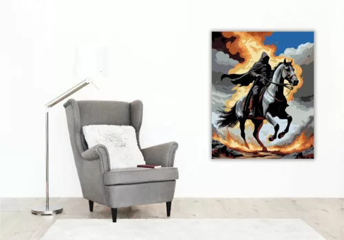 A pusztítás lovasa - számfestő készlet - Számfestő.hu - 50×60cm - Keretre feszítve