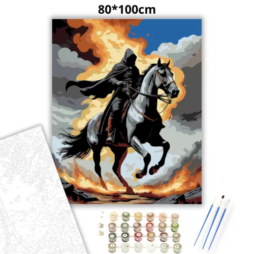 A pusztítás lovasa - számfestő készlet - Számfestő.hu - 80×100cm - Keretre feszítve