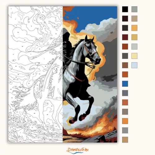 A pusztítás lovasa - számfestő készlet - Számfestő.hu - 80×100cm - Keretre feszítve