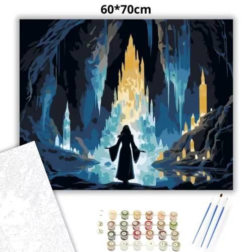 Ragyogó kristálybarlang - számfestő készlet - Számfestő.hu - 60×70cm - Keret nélkül