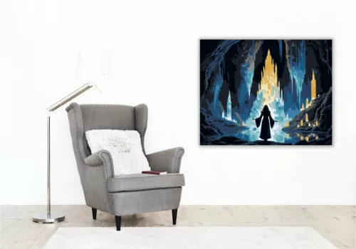 Ragyogó kristálybarlang - számfestő készlet - Számfestő.hu - 60×70cm - Keretre feszítve