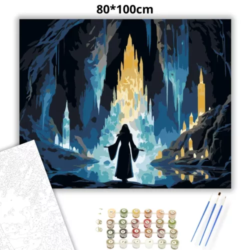 Ragyogó kristálybarlang - számfestő készlet - Számfestő.hu - 80×100cm - Keretre feszítve