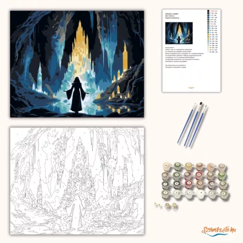 Ragyogó kristálybarlang - számfestő készlet - Számfestő.hu - 80×100cm - Keret nélkül