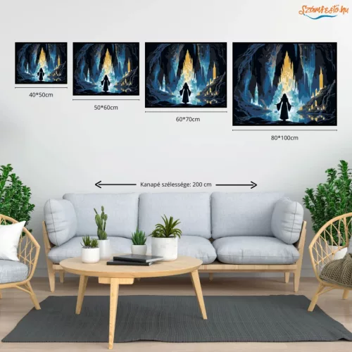 Ragyogó kristálybarlang - számfestő készlet - Számfestő.hu - 80×100cm - Keretre feszítve