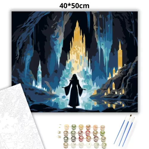 Ragyogó kristálybarlang - számfestő készlet - Számfestő.hu - 40×50cm - Keretre feszítve