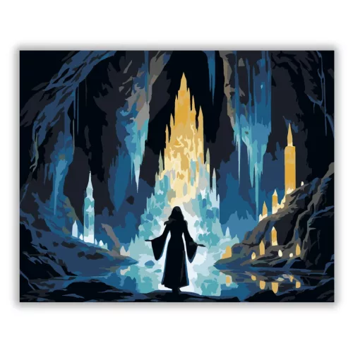 Ragyogó kristálybarlang - számfestő készlet - Számfestő.hu - 40×50cm - Keretre feszítve