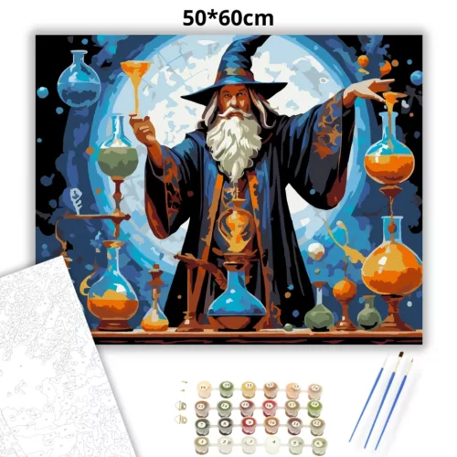 Alkimista varázsló - számfestő készlet - Számfestő.hu - 50×60cm - Keretre feszítve