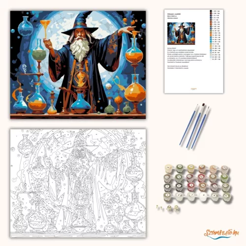 Alkimista varázsló - számfestő készlet - Számfestő.hu - 80×100cm - Keret nélkül