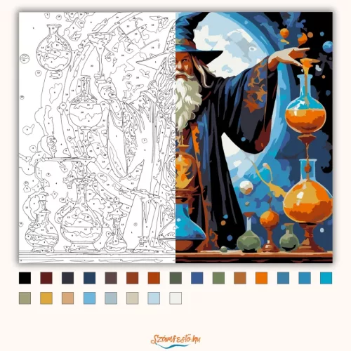 Alkimista varázsló - számfestő készlet - Számfestő.hu - 40×50cm - Keret nélkül