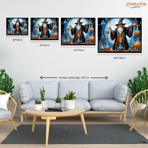 Alkimista varázsló - számfestő készlet - Számfestő.hu - 40×50cm - Keretre feszítve
