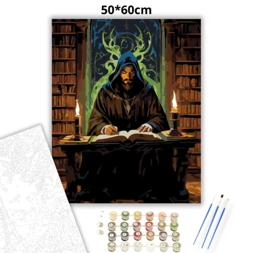 Baljós varázskönyv - számfestő készlet - Számfestő.hu - 50×60cm - Keret nélkül