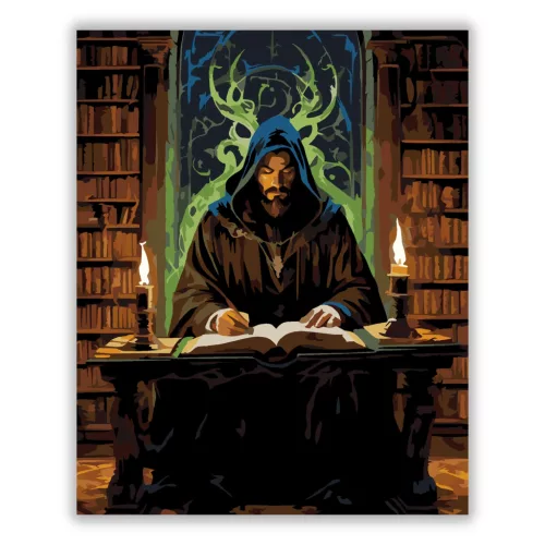 Baljós varázskönyv - számfestő készlet - Számfestő.hu - 60×70cm - Keret nélkül