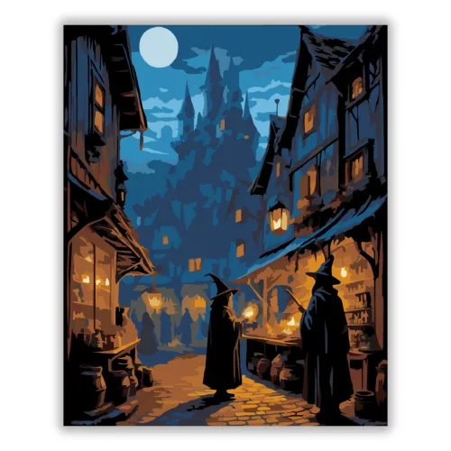 Boszorkánypiac - számfestő készlet - Számfestő.hu - 60×70cm - Keret nélkül