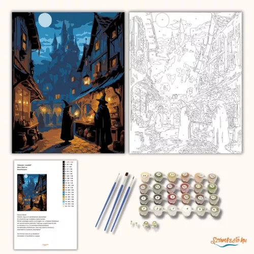 Boszorkánypiac - számfestő készlet - Számfestő.hu - 80×100cm - Keret nélkül