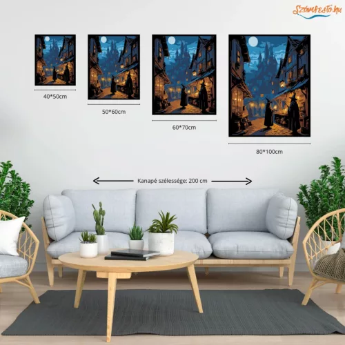 Boszorkánypiac - számfestő készlet - Számfestő.hu - 40×50cm - Keret nélkül