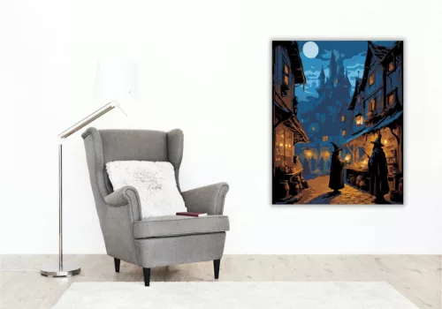 Boszorkánypiac - számfestő készlet - Számfestő.hu - 40×50cm - Keretre feszítve