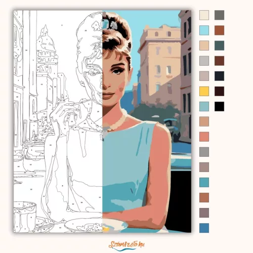 Audrey Hepburn - reggeli a Tiffanynál - számfestő készlet - Számfestő.hu - 40×50cm - Keret nélkül