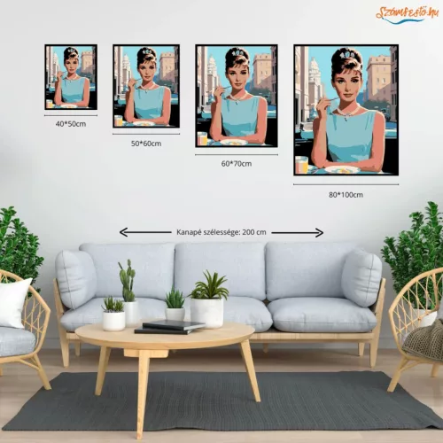 Audrey Hepburn - reggeli a Tiffanynál - számfestő készlet - Számfestő.hu - 40×50cm - Keret nélkül