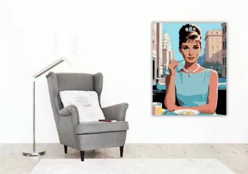 Audrey Hepburn - reggeli a Tiffanynál - számfestő készlet - Számfestő.hu - 40×50cm - Keret nélkül