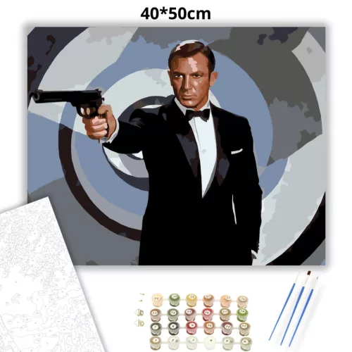 007 ügynök - számfestő készlet - Számfestő.hu - 40×50cm - Keretre feszítve