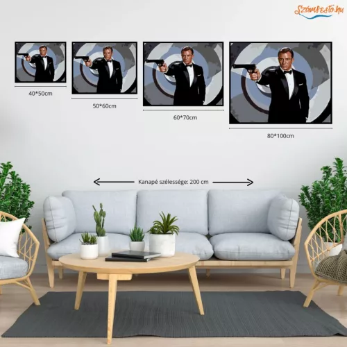 007 ügynök - számfestő készlet - Számfestő.hu - 40×50cm - Keretre feszítve