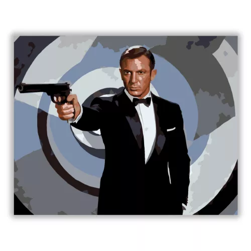 007 ügynök - számfestő készlet - Számfestő.hu - 40×50cm - Keretre feszítve