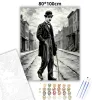 Charlie Chaplin - A csavargó - számfestő készlet - Számfestő.hu - 80×100cm - Keret nélkül