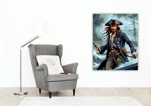 Karib-tenger kalóza - számfestő készlet - Számfestő.hu - 50×60cm - Keretre feszítve