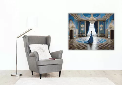 A kék ruhás hölgy - számfestő készlet - Számfestő.hu - 50×60cm - Keret nélkül