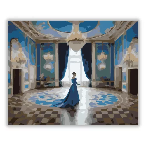 A kék ruhás hölgy - számfestő készlet - Számfestő.hu - 60×70cm - Keret nélkül