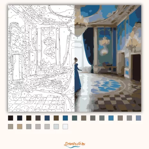 A kék ruhás hölgy - számfestő készlet - Számfestő.hu - 40×50cm - Keret nélkül