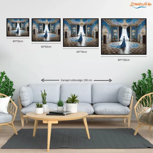 A kék ruhás hölgy - számfestő készlet - Számfestő.hu - 40×50cm - Keretre feszítve