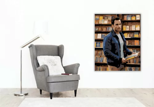Joe Goldberg - Könyvek mögött - számfestő készlet - Számfestő.hu - 40×50cm - Keretre feszítve