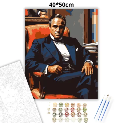 Don Corleone - számfestő készlet - Számfestő.hu - 40×50cm - Keretre feszítve