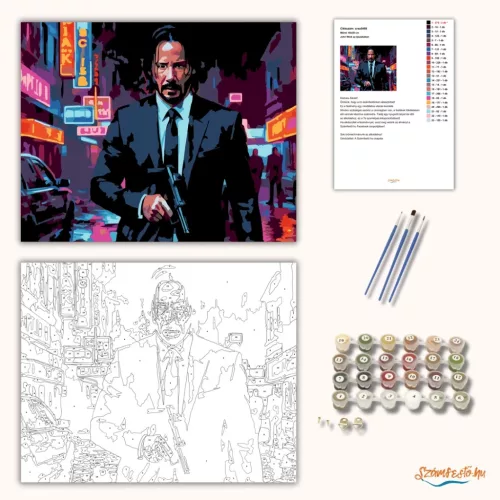 John Wick az éjszakában - számfestő készlet - Számfestő.hu - 40×50cm - Keretre feszítve