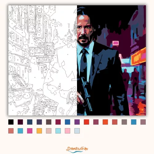 John Wick az éjszakában - számfestő készlet - Számfestő.hu - 40×50cm - Keretre feszítve