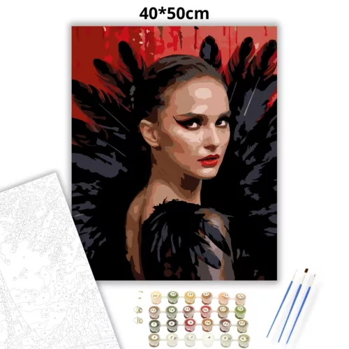 Fekete hattyú - számfestő készlet - Számfestő.hu - 40×50cm - Keretre feszítve