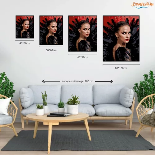 Fekete hattyú - számfestő készlet - Számfestő.hu - 40×50cm - Keretre feszítve