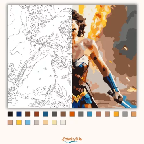 Az amazon harcos - számfestő készlet - Számfestő.hu - 40×50cm - Keretre feszítve