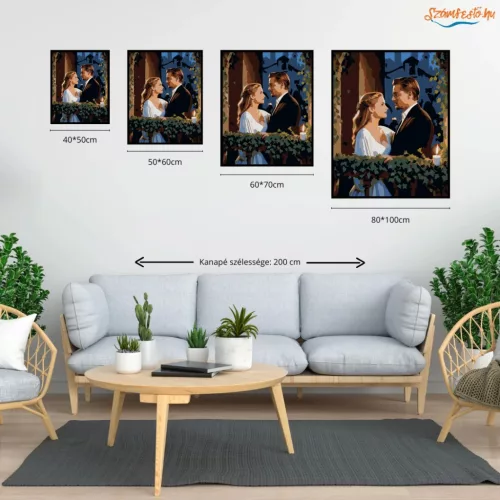 Rómeó és Júlia - számfestő készlet - Számfestő.hu - 50×60cm - Keretre feszítve
