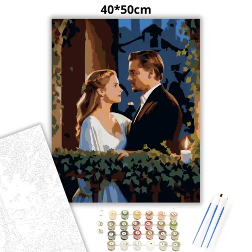 Rómeó és Júlia - számfestő készlet - Számfestő.hu - 40×50cm - Keretre feszítve