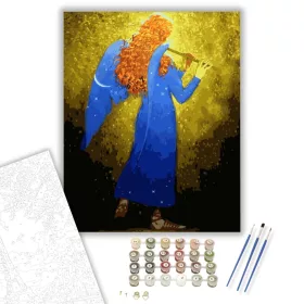 Kék ruhás angyal - számfestő készlet - Számfestő.hu - 40×50cm - keret nélkül