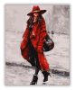 Piros kabátos nő - számfestő készlet