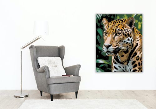 Jaguar a Dzsungelben - számfestő készlet - Számfestő.hu - 40×50cm - keretre feszítve