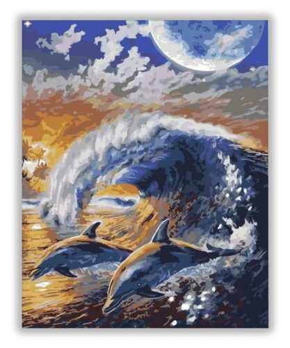 Delfinek a hullámban - számfestő készlet