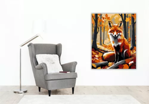 Vörös Róka az Őszi Erdőben - számfestő készlet - Számfestő.hu - 40×50cm - keret nélkül