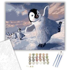 Táncoló pingvinek - számfestő készlet - Számfestő.hu - 40×50cm - keret nélkül