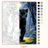 Fekete Párduc a Dzsungelben - számfestő készlet - Számfestő.hu - 40×50cm - Keret nélkül