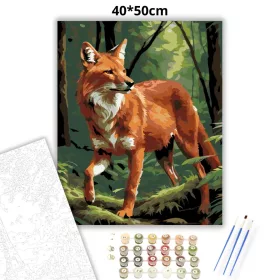 Dhole az Erdő Mélyén - számfestő készlet - Számfestő.hu - 40×50cm - Keret nélkül