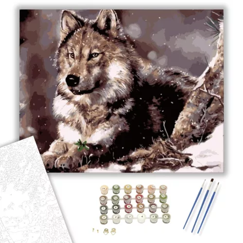 Havas farkas - számfestő készlet - Számfestő.hu - 40×50cm - keret nélkül